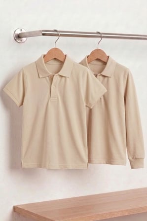 Unisex Çocuk Uzun ve Kısa Kollu Polo Yaka Okul Tişörtü 2'li Set