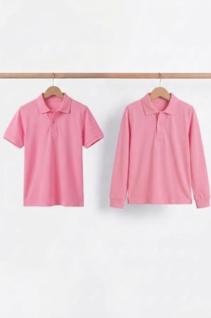 Unisex Çocuk Uzun ve Kısa Kollu Polo Yaka Okul Tişörtü 2'li Set