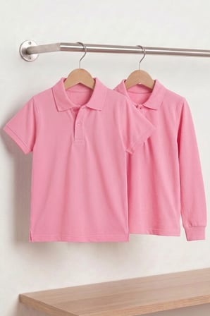 Unisex Çocuk Uzun ve Kısa Kollu Polo Yaka Okul Tişörtü 2'li Set