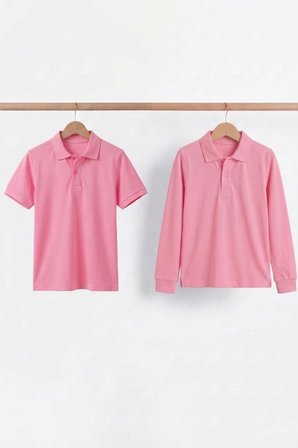 Unisex Çocuk Uzun ve Kısa Kollu Polo Yaka Okul Tişörtü 2'li Set