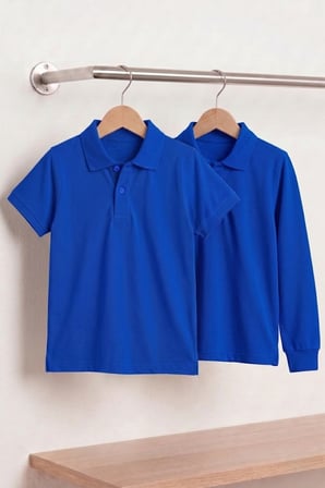 Unisex Çocuk Uzun ve Kısa Kollu Polo Yaka Okul Tişörtü 2'li Set