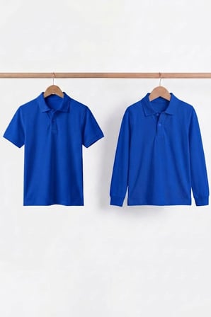 Unisex Çocuk Uzun ve Kısa Kollu Polo Yaka Okul Tişörtü 2'li Set