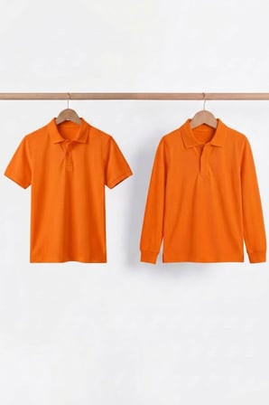 Unisex Çocuk Uzun ve Kısa Kollu Polo Yaka Okul Tişörtü 2'li Set