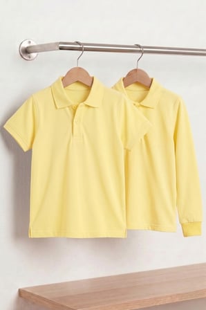 Unisex Çocuk Uzun ve Kısa Kollu Polo Yaka Okul Tişörtü 2'li Set