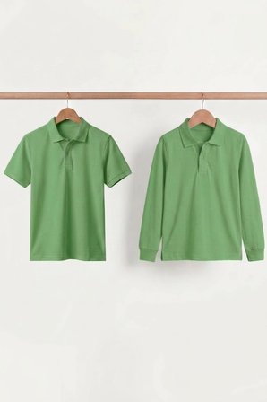 Unisex Çocuk Uzun ve Kısa Kollu Polo Yaka Okul Tişörtü 2'li Set