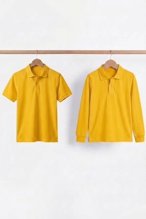Unisex Çocuk Uzun ve Kısa Kollu Polo Yaka Okul Tişörtü 2'li Set