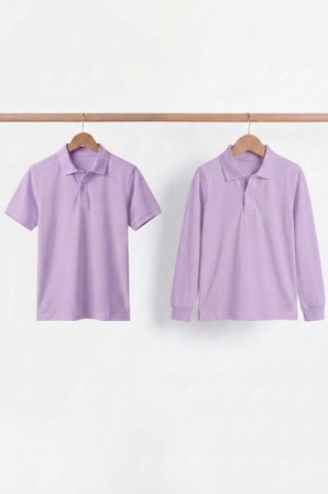 Unisex Çocuk Uzun ve Kısa Kollu Polo Yaka Okul Tişörtü 2'li Set