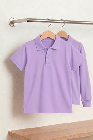Unisex Çocuk Uzun ve Kısa Kollu Polo Yaka Okul Tişörtü 2'li Set