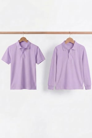 Unisex Çocuk Uzun ve Kısa Kollu Polo Yaka Okul Tişörtü 2'li Set