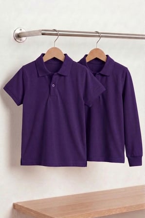 Unisex Çocuk Uzun ve Kısa Kollu Polo Yaka Okul Tişörtü 2'li Set