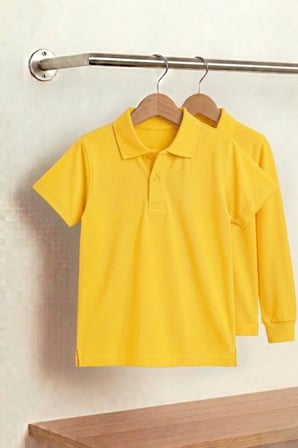 Unisex Çocuk Uzun ve Kısa Kollu Polo Yaka Okul Tişörtü 2'li Set