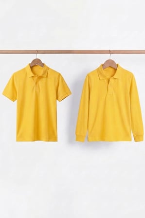 Unisex Çocuk Uzun ve Kısa Kollu Polo Yaka Okul Tişörtü 2'li Set