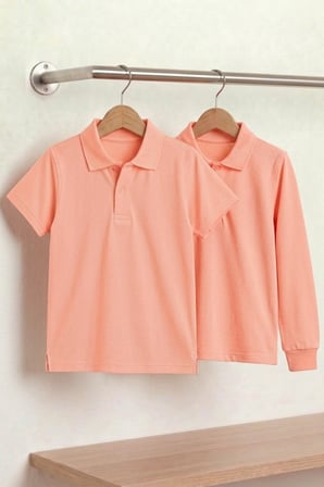 Unisex Çocuk Uzun ve Kısa Kollu Polo Yaka Okul Tişörtü 2'li Set