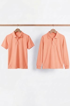 Unisex Çocuk Uzun ve Kısa Kollu Polo Yaka Okul Tişörtü 2'li Set