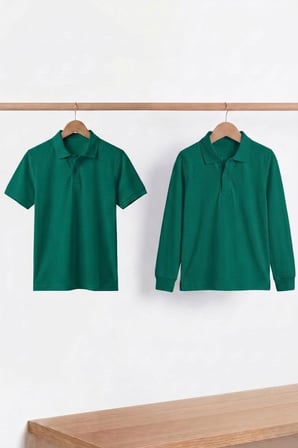 Unisex Çocuk Uzun ve Kısa Kollu Polo Yaka Okul Tişörtü 2'li Set