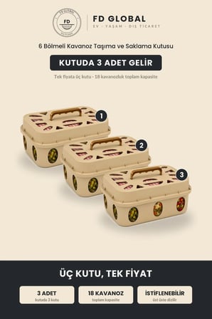 6 Bölmeli Kavanoz Taşıma ve Saklama Kutusu – Kulplu Mutfak Organizeri, Turşu Reçel Konserve Kavanozu Düzenleyici, İstiflenebilir Kiler ve Dolap İçi Kasa