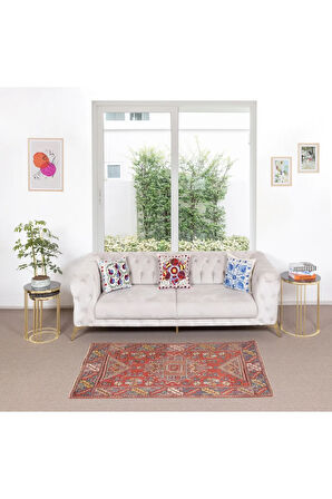 117x173 cm Ev ve Ofis Dekoru için Eski El Yapımı Yünlü Halısı