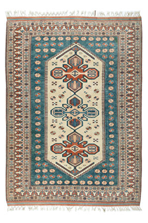 209x281 cm El Yapımı Çağdaş Alan Halısı, Geometrik Anadolu Halısı, %100 Yün