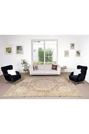 245x342 cm Türünün Tek Örneği Eşsiz El Düğümlü Yün Alan Halısı, Eski Türk Halısı