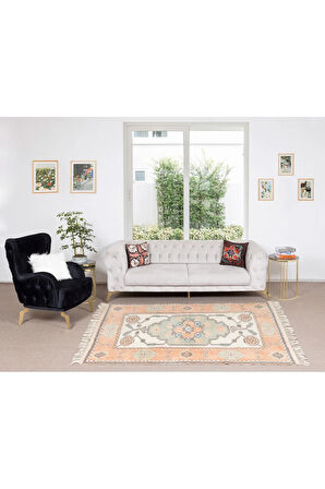 155x216 cm Modern El Düğümlü Geometrik Alan Halısı, Ofis ve Ev Dekorasyonu için, %100 Yün