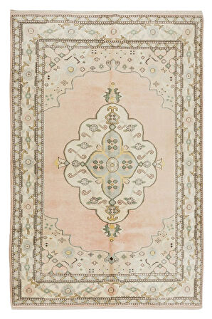 170x250 cm Madalyon Desenli El Düğümlü Halı, %100 Yün, El yapımı Halı