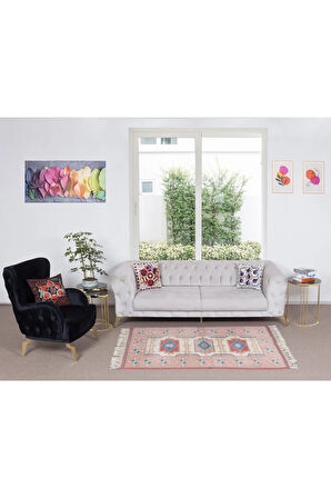 112x162 cm El Yapımı Orta Anadolu'dan Eski Halı, %100 Yün