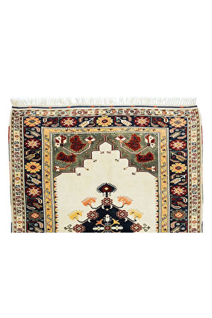 196x254 cm Geometrik Madalyon Desenli El Yapımı Anadolu Halısı, %100 Yün, Modern Halı