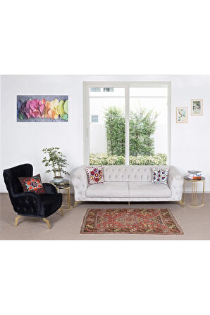 119x173 cm Ev, Ofis Dekoru için Eski El Yapımı Geleneksel Yün Halı