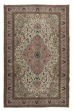 194x308 cm Eski El Yapımı Türk Yünü Alan Halısı, Yünlü Dekoratif Halı
