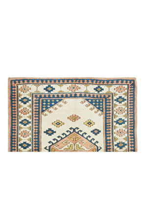 140x160 cm Geometrik Desenli El Dokuma Alan Halısı, %100 Yün Halı