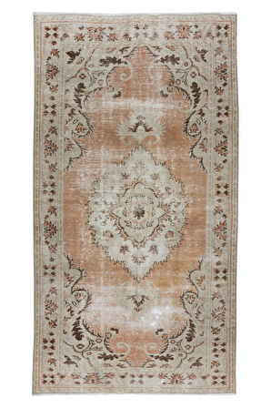 150x282 cm Eski El Yapımı Türk Yün Madalyon Tasarımlı Alan Halısı