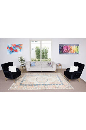 202x293 cm Yatak Odası, Oturma Odası, Yemek Odası ve Mutfak için El Düğümlü Alan Halısı, %100 Yün