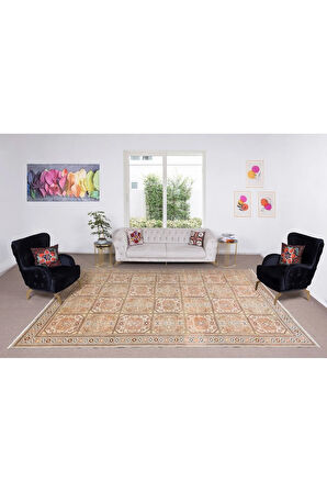 265x390 cm El Düğümlü Eski Kayseri Büyük Yün Halı, Geometrik Tasarım ve Kabile Desenli