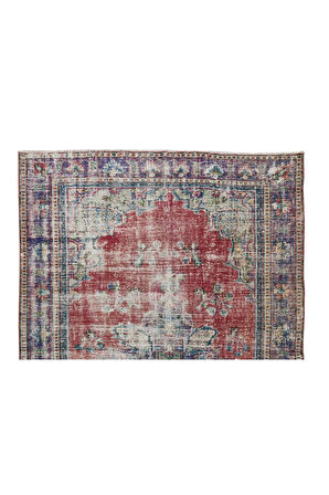 200x290 cm Madalyon Tasarımlı Eski El Düğümlü Alan Halısı, Dekoratif El Yapımı Halı
