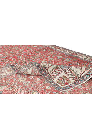 172x295 cm Çiçek Desenli Eski El Düğümlü Anadolu Yün Yer Halısı, Ofis ve Ev Dekorasyonu için halı