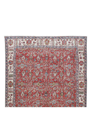 172x295 cm Çiçek Desenli Eski El Düğümlü Anadolu Yün Yer Halısı, Ofis ve Ev Dekorasyonu için halı