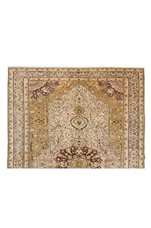 198x296 cm Madalyonlu Halı, El Dokuma Halı, %100 Yün, Eski El Düğümlü Halı