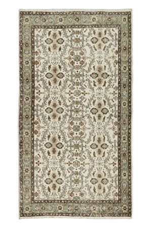 118x214 cm Eski El Yapımı Türkiye'de Yapılmış Halı, Çiçek Desenli Alan Halısı