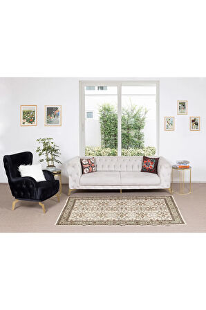 118x214 cm Eski El Yapımı Türkiye'de Yapılmış Halı, Çiçek Desenli Alan Halısı
