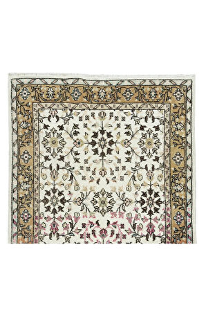 120x214 cm Çiçekli Otantik El Yapımı Eski Yünlü Halı, Eşsiz Türk Halısı