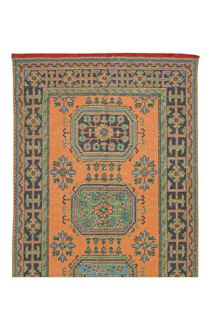 137x334 cm Koridor veya Giriş Yolu Dekoru için Eski El Yapımı Yünlü Yolluk Halı, Antre Hol Halı