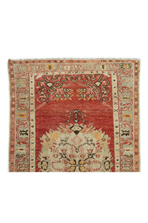 96x171 cm El Yapımı Halı, 1960 civarı, Eski Yün ve Pamuklu Halı