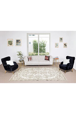 192x313 cm Çiçekli Bahçe Tasarımlı Eski El Yapımı Uşak Halısı, Yünlü Ofis Halısı