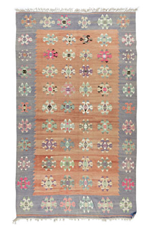 164x279 cm El Yapımı Eski Çok Renkli Kilim, Düz Dokuma Yün Zemin Kaplaması