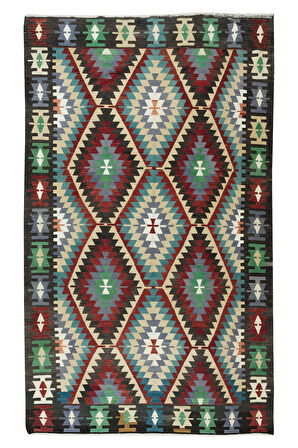197x320 cm Eski El Dokuma Kilim, Düz Dokuma Kilim Halı. Oturma odası kilimi