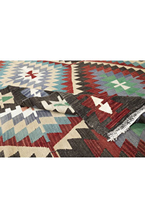 197x320 cm Eski El Dokuma Kilim, Düz Dokuma Kilim Halı. Oturma odası kilimi