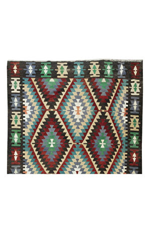 197x320 cm Eski El Dokuma Kilim, Düz Dokuma Kilim Halı. Oturma odası kilimi