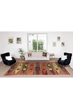 194x426 cm Eski El Dokuma Ethnik Yolluk Kilim. Rustik Düz Dokuma Koridor Kilimi. %100 Yün