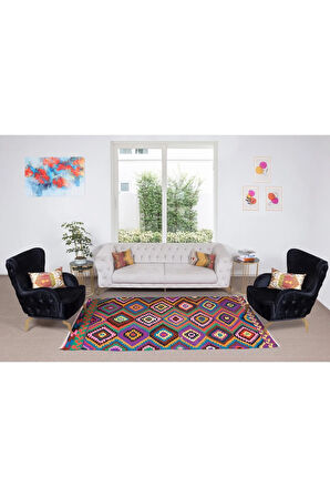 162x268 cm Göz Alıcı Renklerde El Yapımı Kilim, Eşsiz Düz Dokuma Kilim. %100 Yün