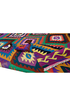 162x268 cm Göz Alıcı Renklerde El Yapımı Kilim, Eşsiz Düz Dokuma Kilim. %100 Yün
